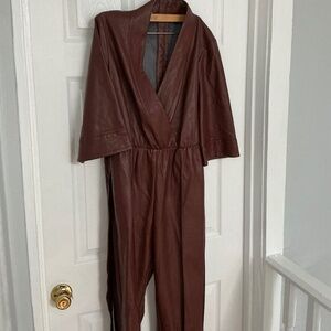 Faux Leather Cognac Jumper